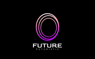 Round Futuristic Tech Line Startup Logo