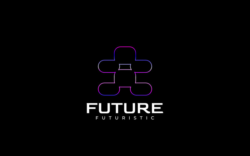 Tech Line Future Gradient Logo Logo Template