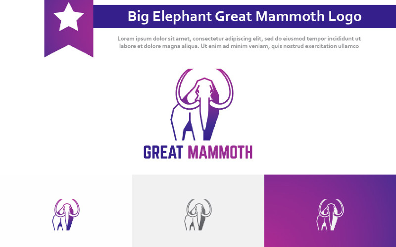 Big Elephant Great Mammoth Ancient Animal Wildlife Logo Logo Template