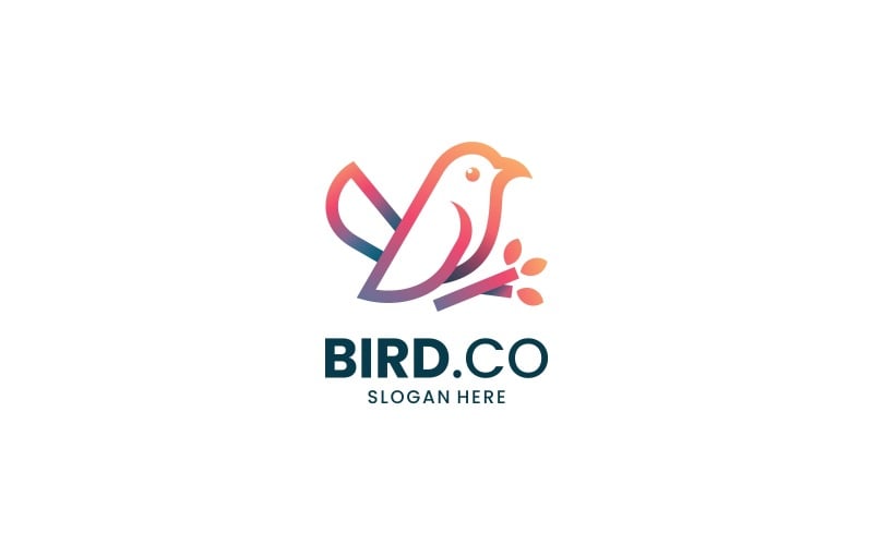 Bird Line Art Gradient Logo Logo Template