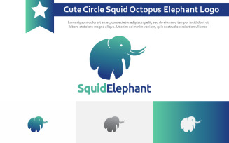 Cute Circle Squid Octopus Elephant Animal Wildlife Logo