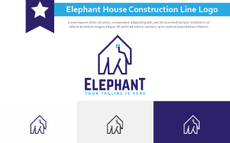 Elephant House Real Estate Realty Strong Construction Line Logo
