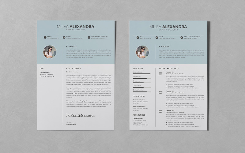 Minimalist Resume CV and Cover Letter PSD Templates Corporate Identity