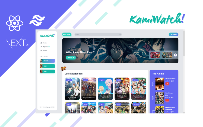 KamiWatch - React Anime Streaming Template + NextJS + TailwindCSS