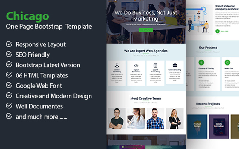 Chicago - Multipurpose One Page Bootstrap Template Landing Page Template