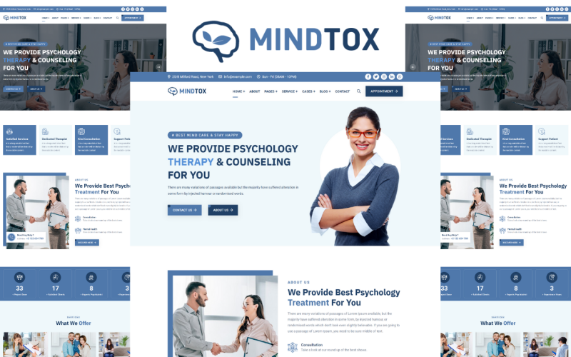 Mindtox - Psychologist, Psychology, Therapy & Counseling HTML5 Template Website Template