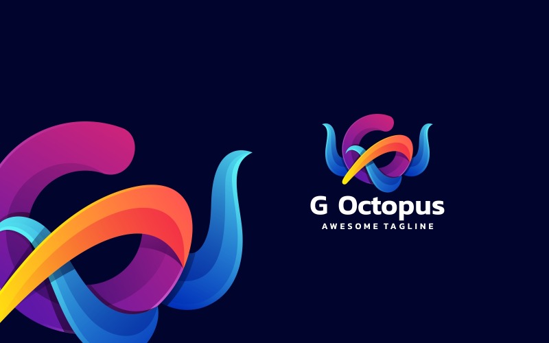 Letter G Octopus Gradient Logo Logo Template