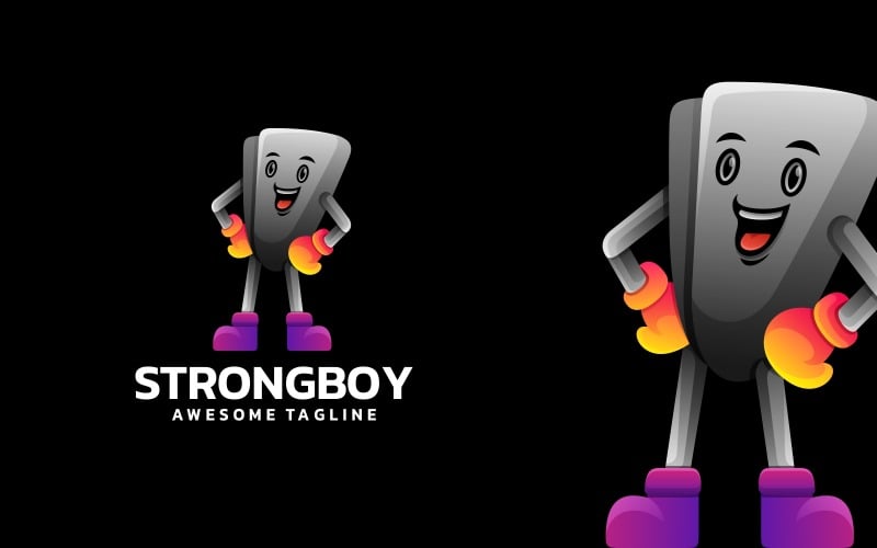 Strong Boy Gradient Logo Style Logo Template