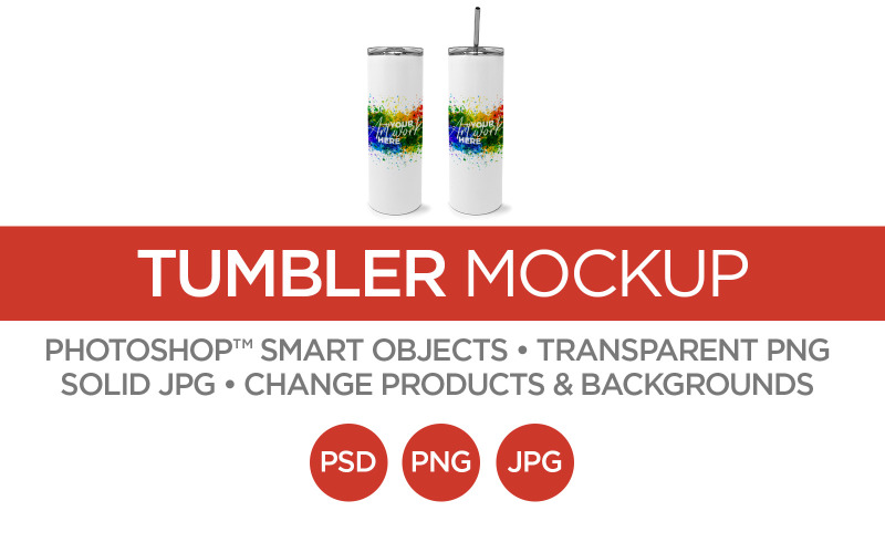 Tumbler Mockup & Template | Smart Object PSD, JPG, PNG formats | 1 Angle, Layered, Editable Product Mockup