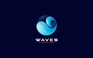 Waves Color Gradient Logo Design