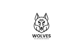 Wolf Head Line Art Logo Style