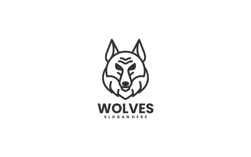 Wolf Head Line Art Logo Style Logo Template