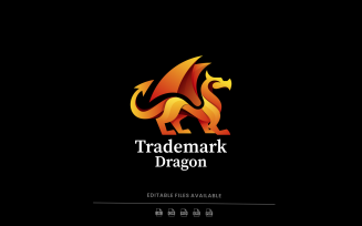 Heraldry Dragon Gradient Logo Template