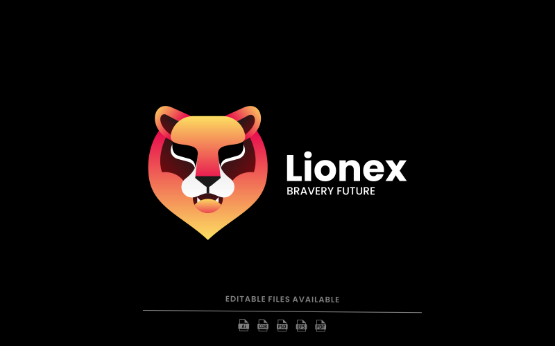 Lion Head Color Gradient Logo Styl Logo Template