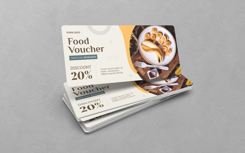 Minimalist Food Gift Voucher PSD Templates Corporate Identity