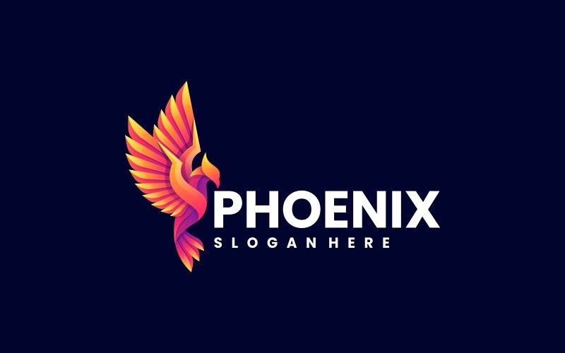 Vector Logo Phoenix Gradient Colorful Style Logo Template