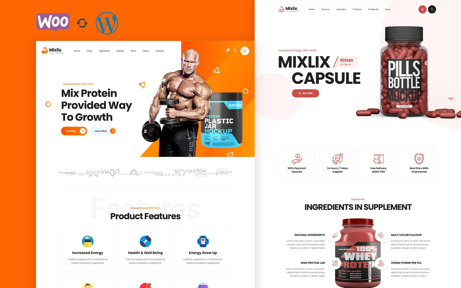 Mixlix | Health & Supplement WordPress Theme Landing Page.