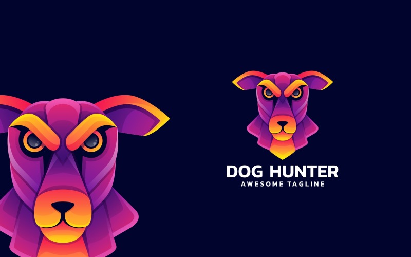 Dog Hunter Gradient Logo Style Logo Template