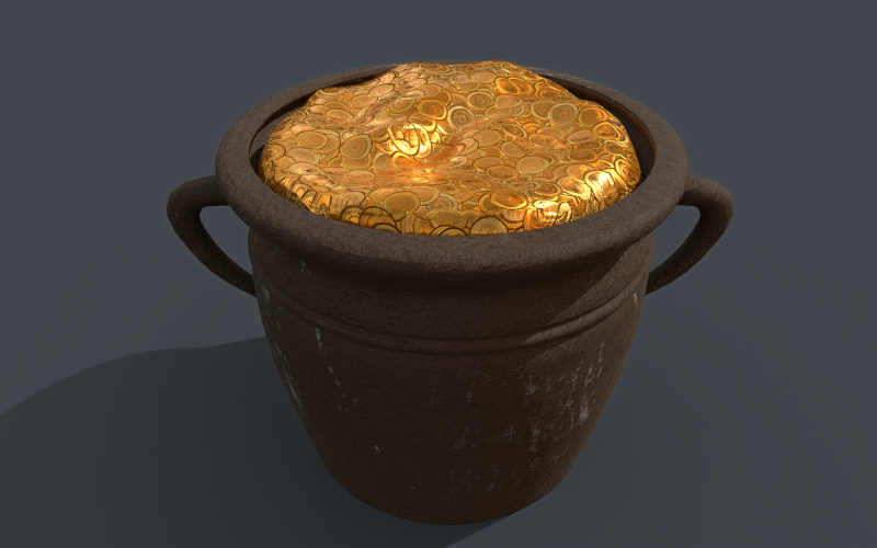 Pot of Gold Low-poly 3D model Model
