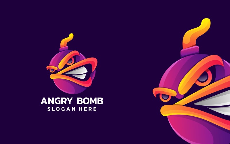 Angry Bomb Gradient Logo Style Logo Template