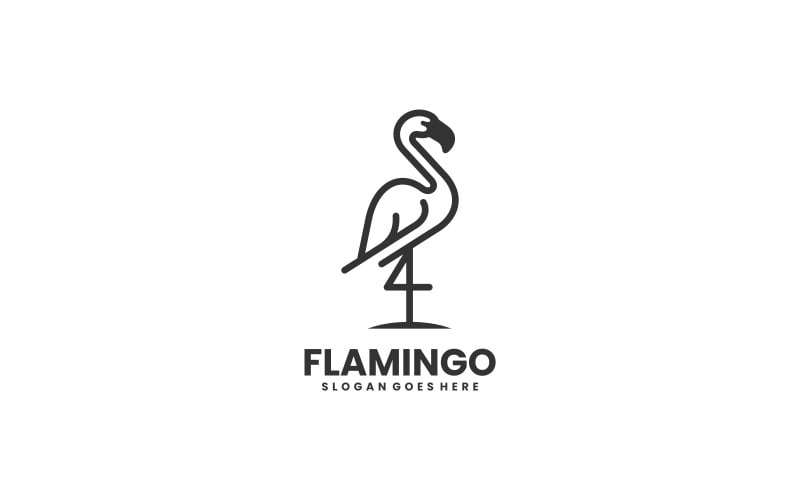 Flamingo Line Art Logo Style Logo Template