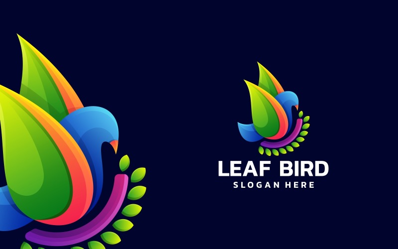 Leaf Bird Gradient Logo Style Logo Template