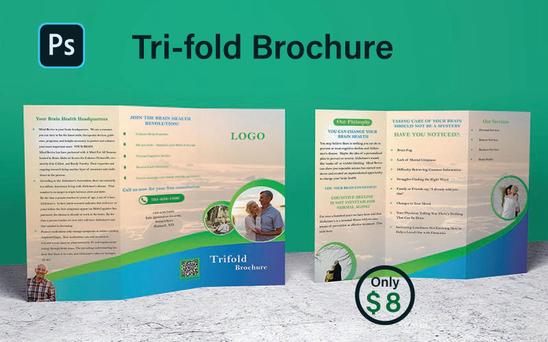 Creative Blue and Green Trifold Brochure - Trifold Brochure Corporate Identity