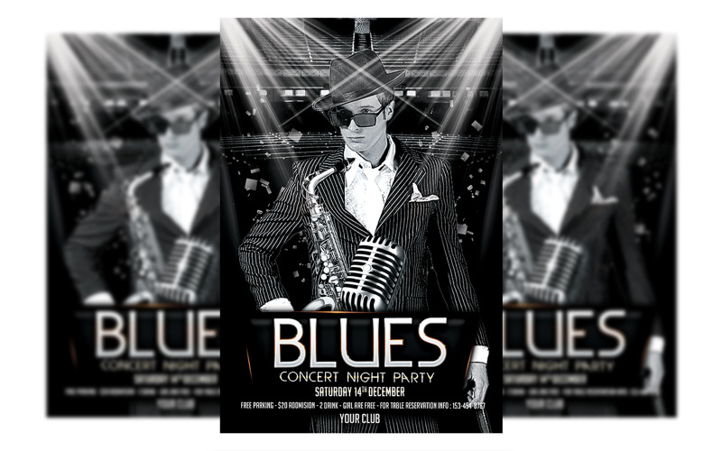 Jazz Blues Concert Flyer Design Corporate Identity