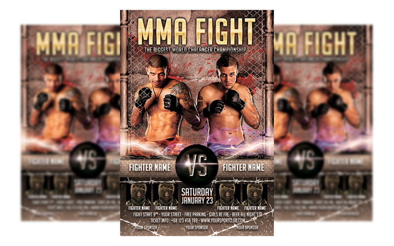 New MMA Fighting Flyer Template Corporate Identity