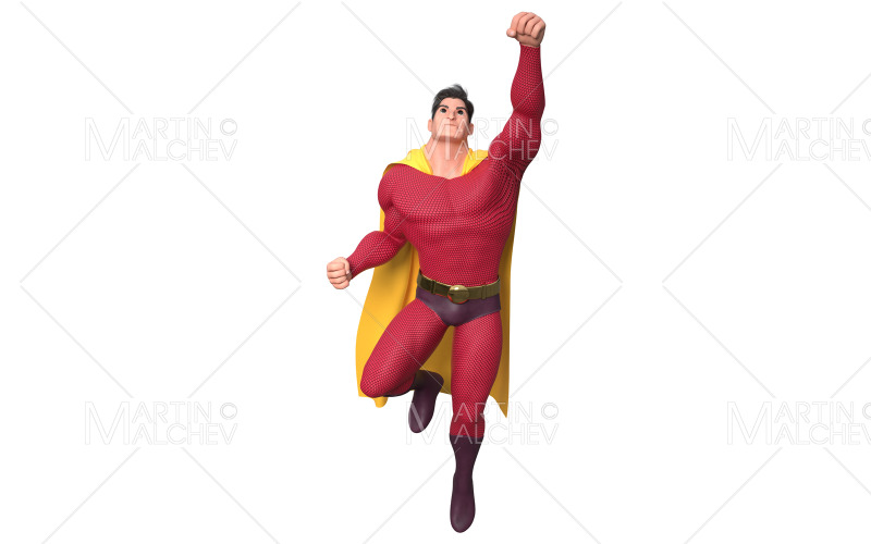 Superhero Flying Away 2 3D Render Illustration