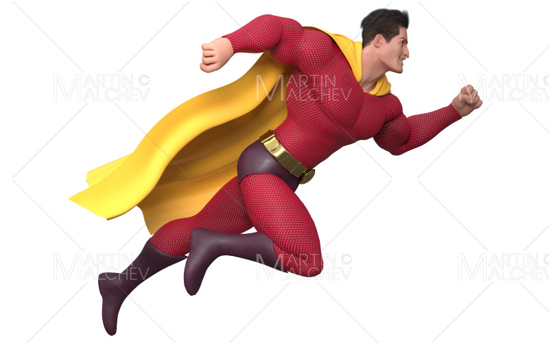 Superhero Running Isolated 3D Render Illustration