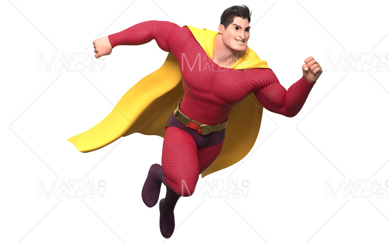 Superhero Running Isolated 4 3D Render Illustration