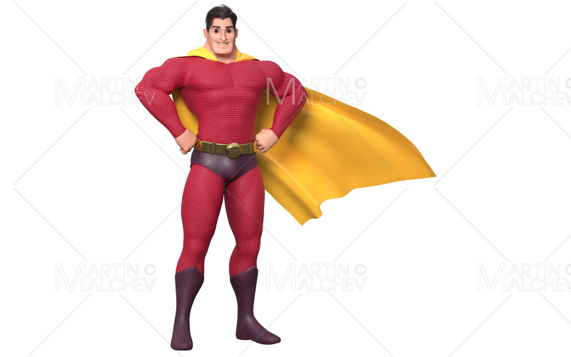 Superhero Standing Tall 3D Render Illustration