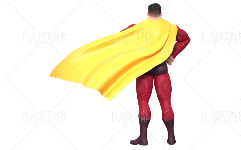 Superhero Standing Tall Back 3D Render Illustration