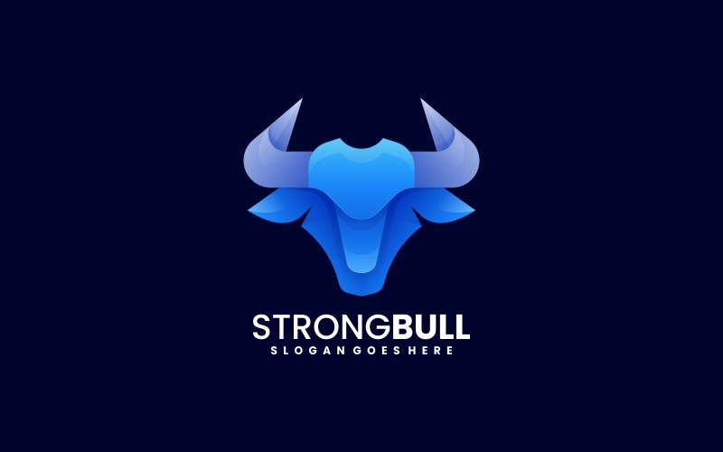 Strong Bull Head Gradient Logo Style Logo Template