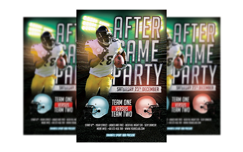 After Game Party Flyer Template - America football Corporate Identity