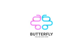 Butterfly Line Colorful Logo