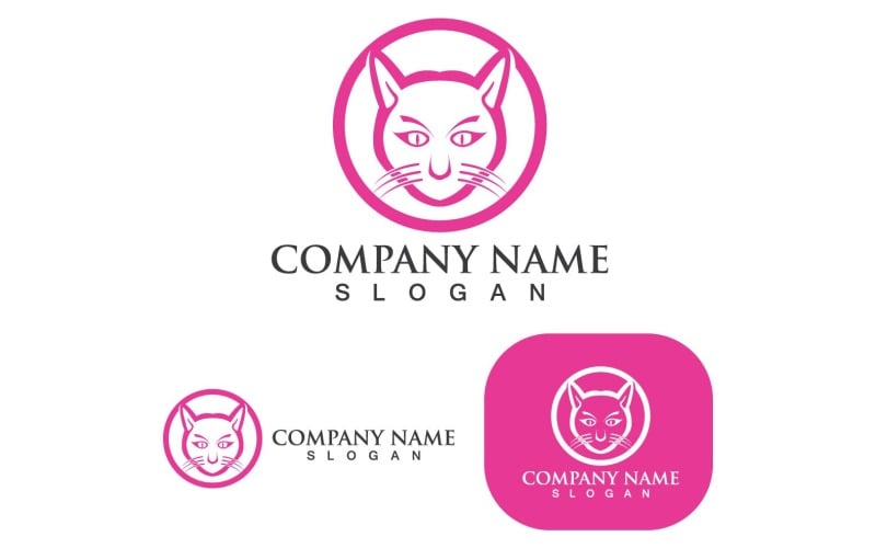 Cat And Cute Logo And Symbol V Logo Template