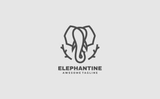 Elephant Line Art Logo Template