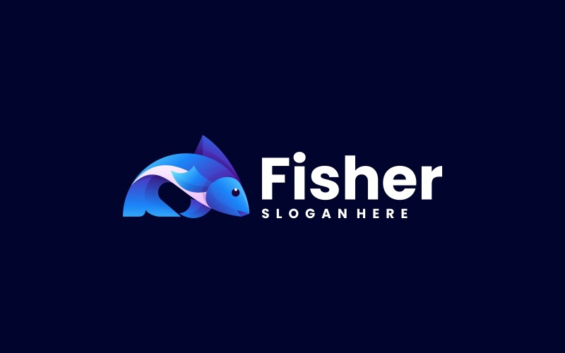 Vector Fish Gradient Color Logo Style Logo Template
