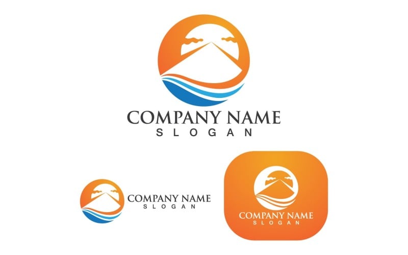 Mountain And Sun Logo And Symbol V9 Logo Template