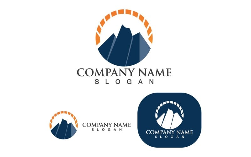 Mountain And Sun Logo And Symbol V Logo Template