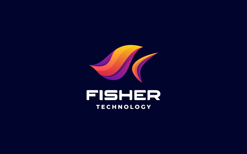 Abstract Fish Gradient Logo Logo Template
