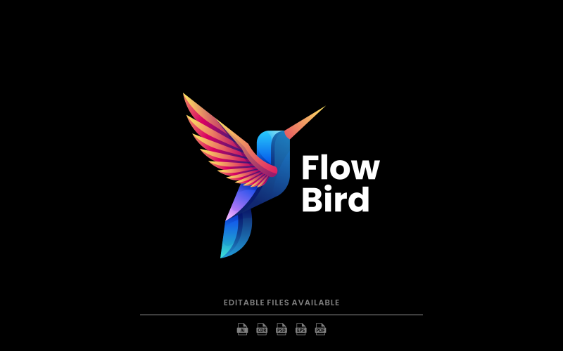 Flow Bird Color Gradient Logo Logo Template