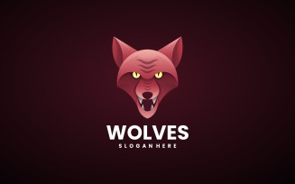 Wolf Head Gradient Color Logo Design