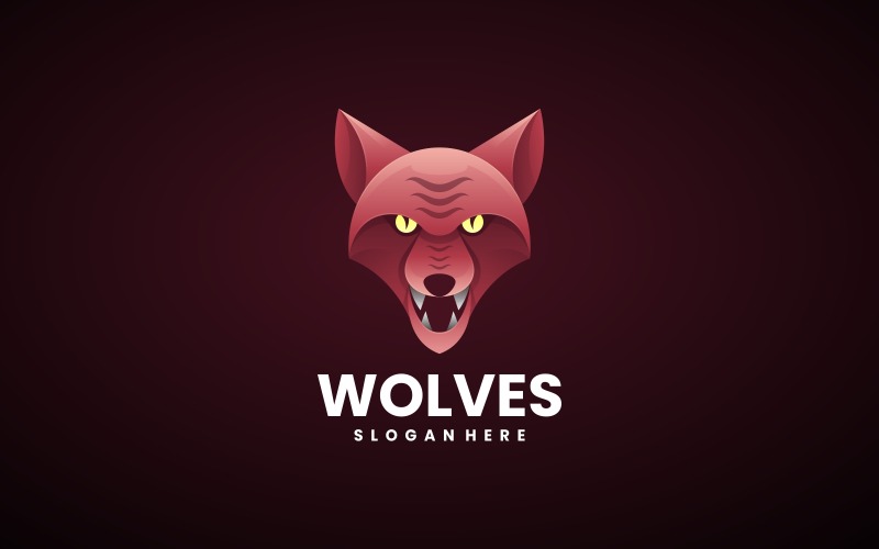 Wolf Head Gradient Color Logo Design Logo Template