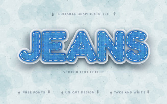 Jeans Textile - Editable Text Effect, Font Style, Graphics Illustration