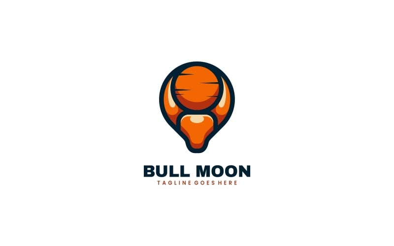 Bull Moon Simple Mascot Logo Logo Template