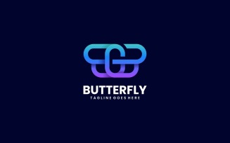 Butterfly Line Art Gradient Logo Template