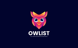 Owl Head Colorful Logo Style